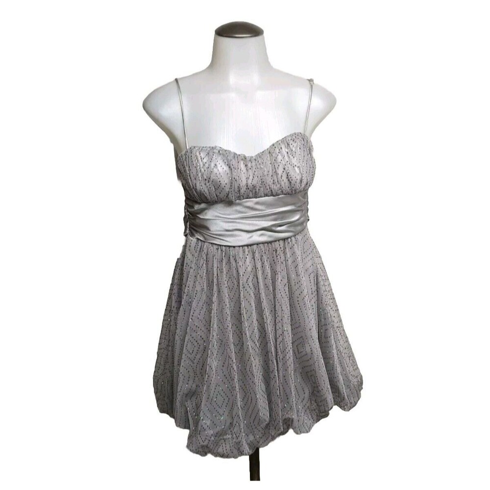 Sweetheart Neck Dress Empire Waist Balloon Prom Mini Bling Juniors Size 1